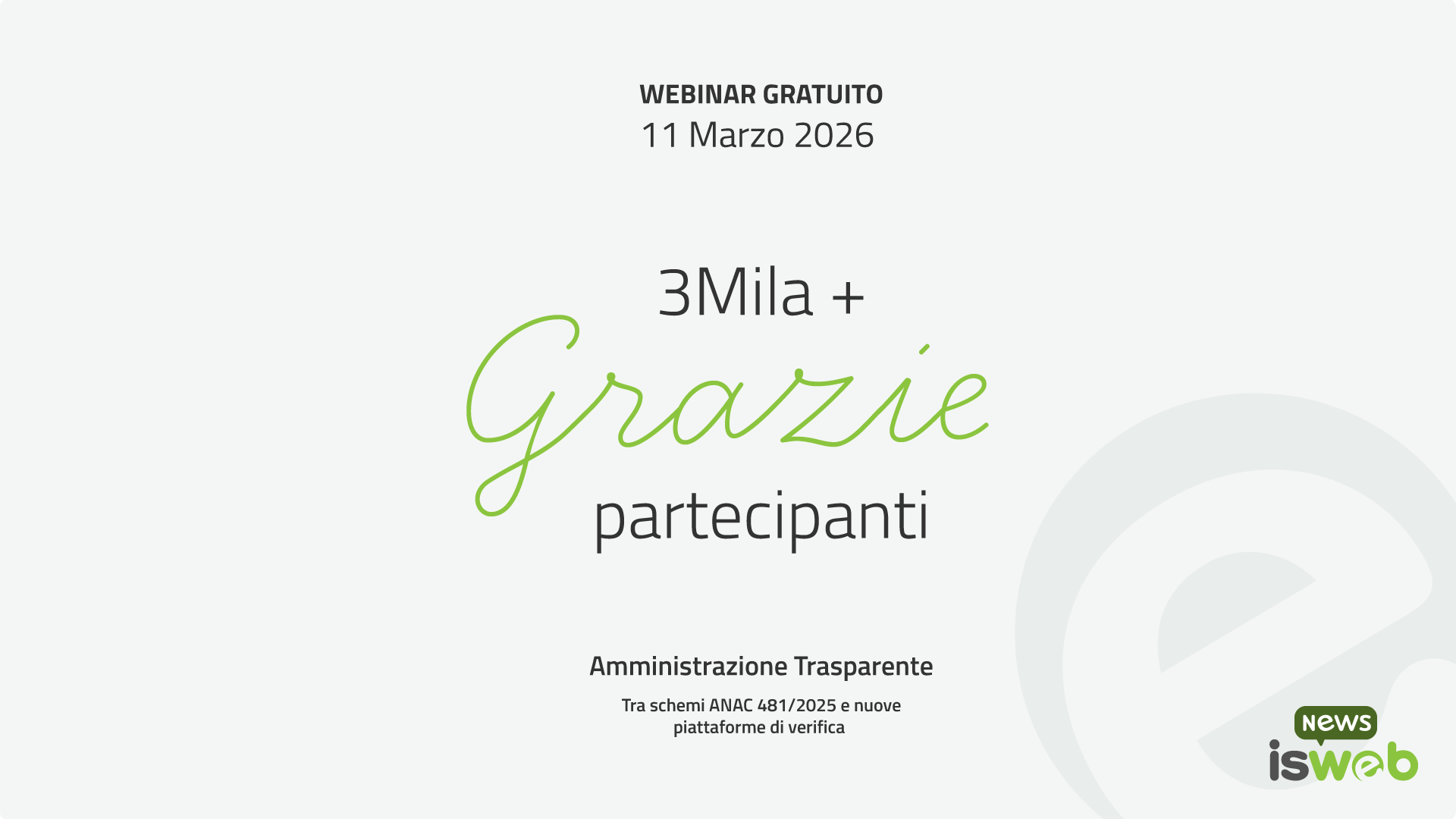 Webinar ISWEB | Grazie per la partecipazione