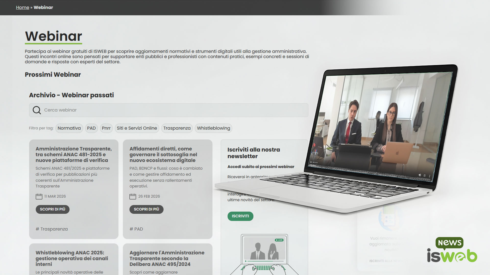 pagina dedica ai webinar di ISWEB