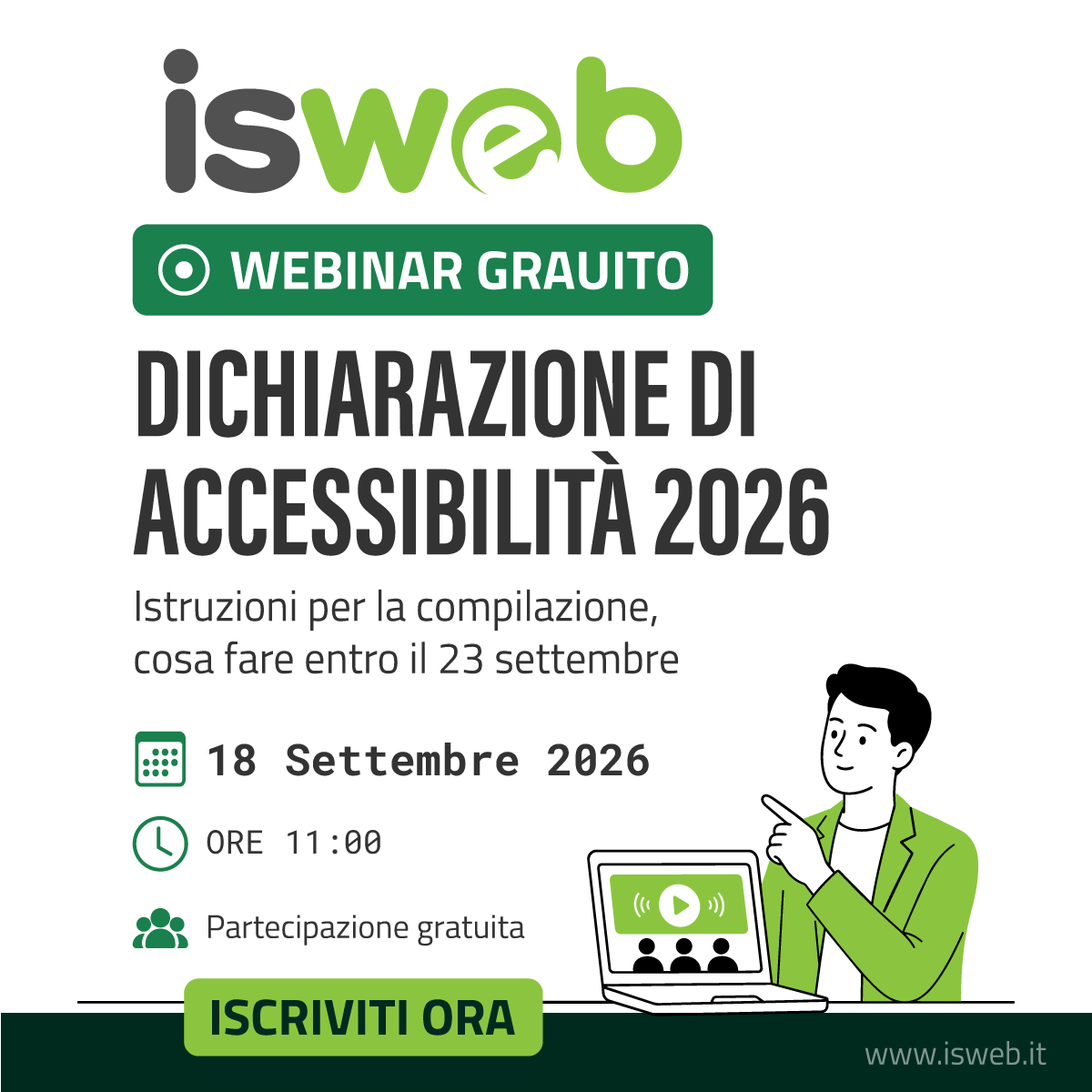 Dichiarazione di Accessibilit� 2026 per la PA | Webinar grautito ISWEB